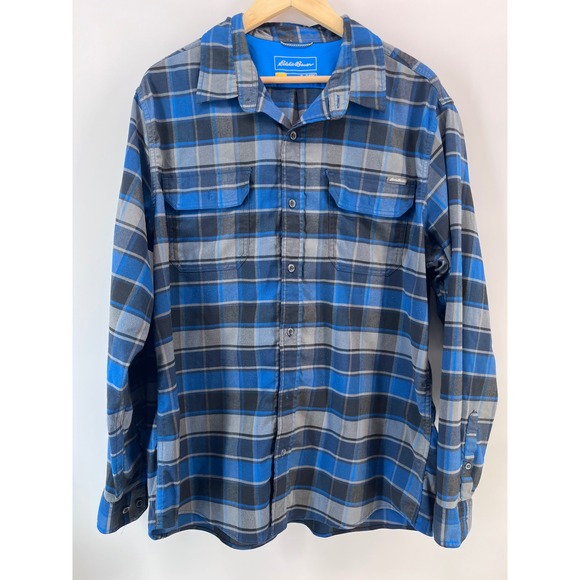 Eddie Bauer Other - Eddie Bauer Mens XL Classic Fit Blue Grey Plaid Long Sleeve Shirt Hiking Outdoor